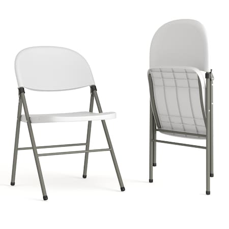 Flash Furniture White Plastic Folding Chair, PK2 2-DAD-YCD-70-WH-GG